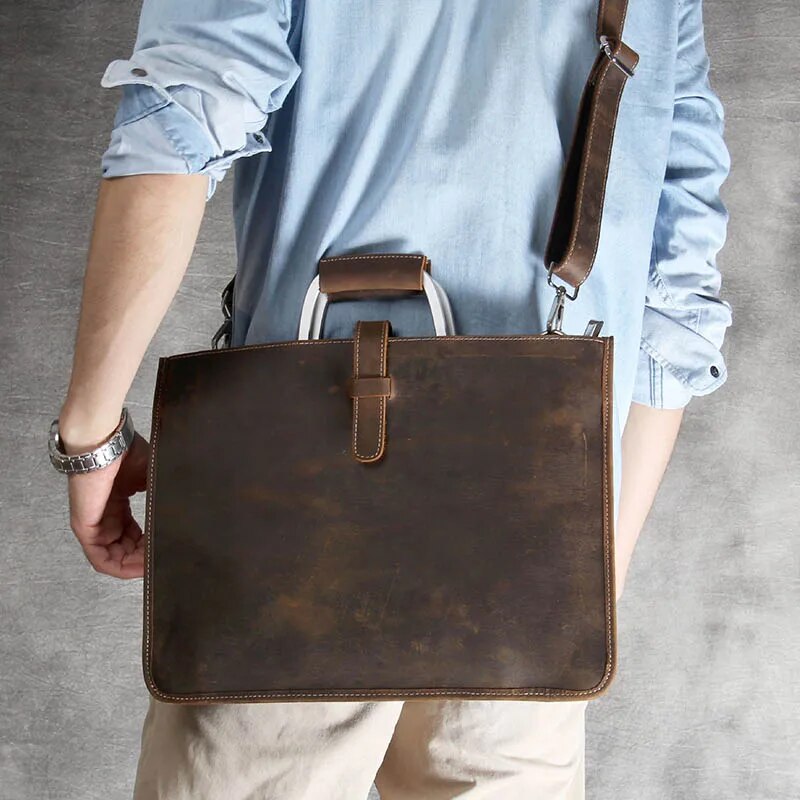 come4buy.com-Чоловічий портфель з натуральної шкіри | Сумка для ноутбука 14 дюймів